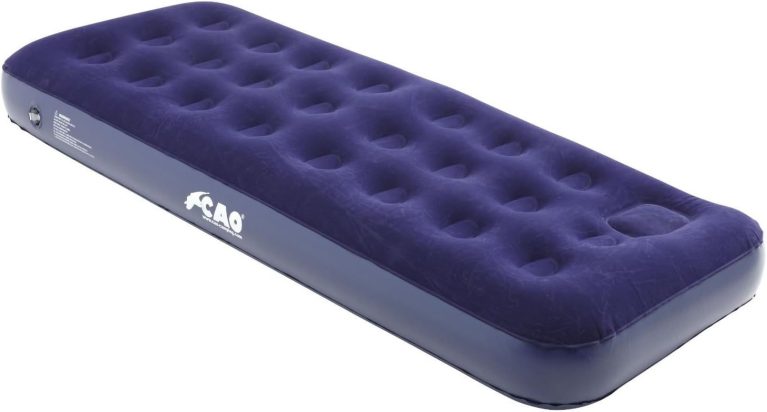 C.A.O. Matelas floqué avec gonfleur intégré en Coton PVC, 180 x 80 cm, épaisseur 22 cm, couleur Bleu Marine